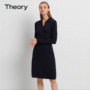 NWOT Theory navy rib knit polo dress